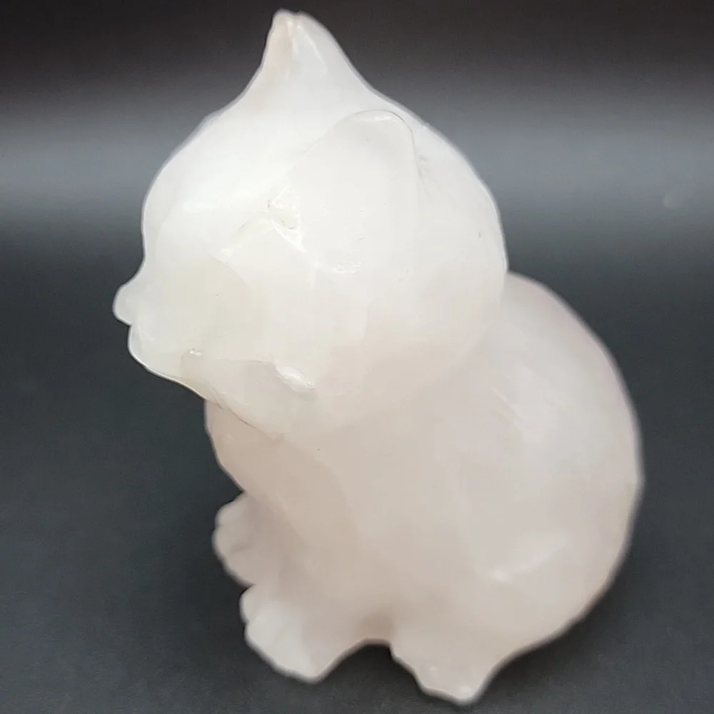 256g White Quartz Natural Gemstone Cat Kitten Feline Figurine 3
